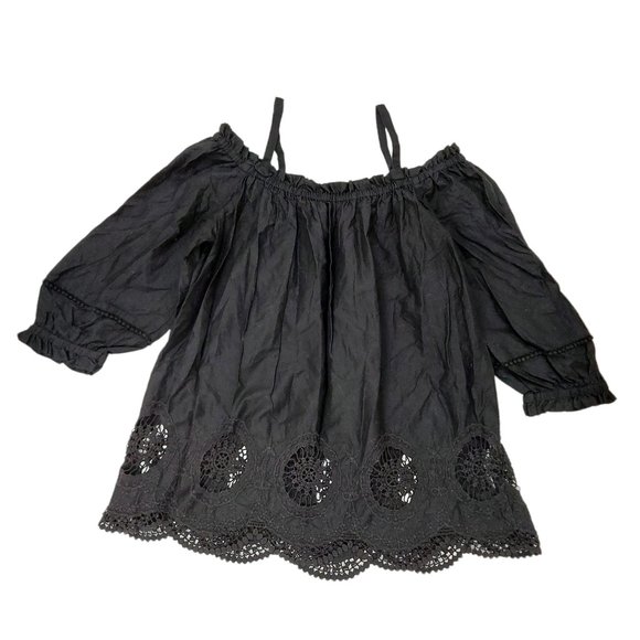 Ann Taylor Loft Off The Shoulder Blouse Black Womens Size Small - Picture 1 of 7
